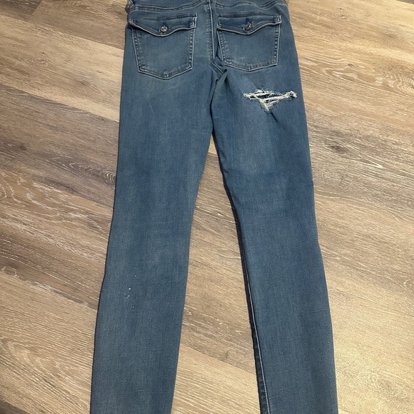 American Eagle sz 6 Hi-Rise Jegging Women's Blue Distressed Jeans denim - Picture 4 of 5